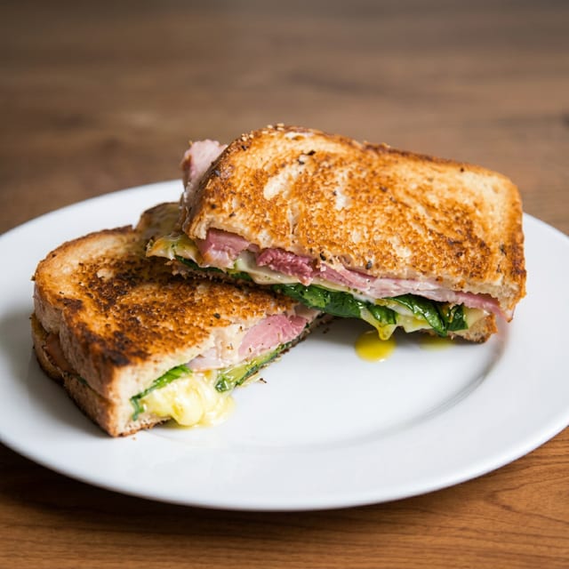Egg and Meat Sandwich.