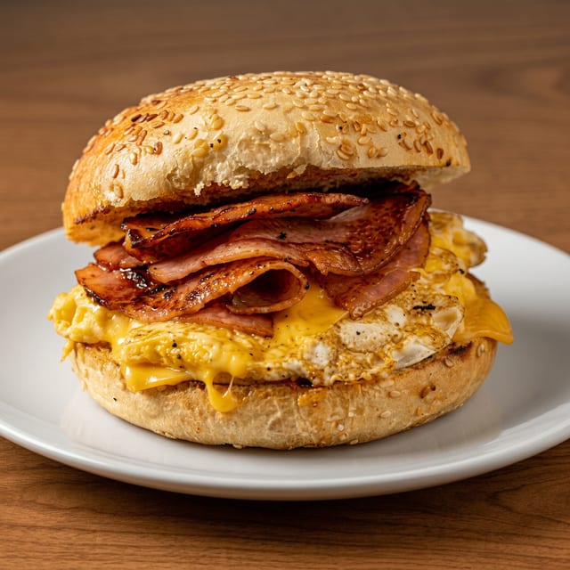 Egg, Meat and Cheese Sandwich.