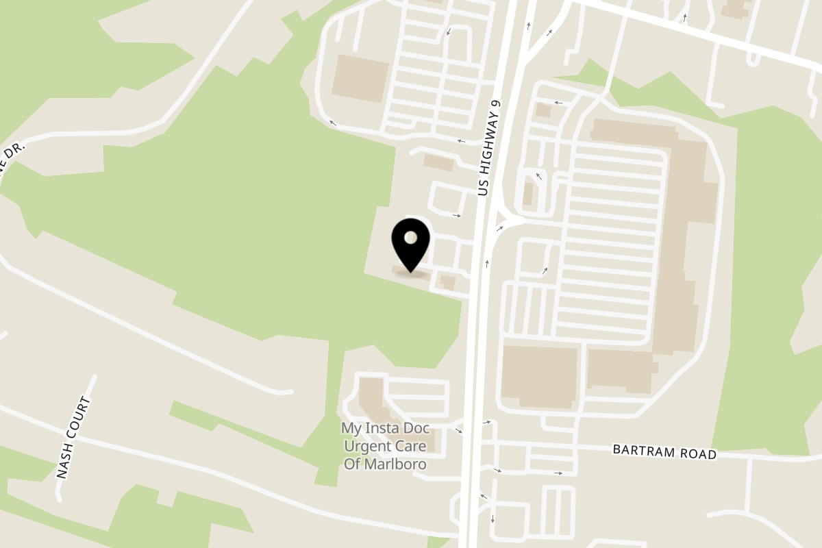 Map showing the location of Marlboro Diner on 143 US-9 in Morganville